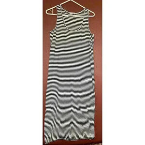Everlane Fitted Maxi‎ Blue/white Stripped Sleeveless Dress Size Medium. Nautical
